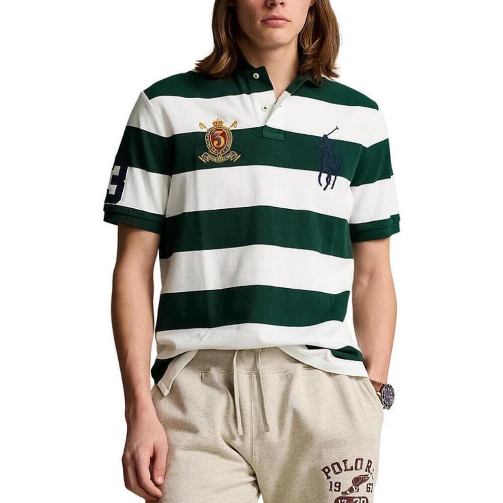 Polo Ralph Lauren Classic Fit Big Pony Mesh Polo Shirt XL Green White preppy lux